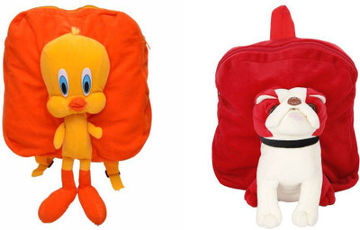 

MGP Creation Premium Tweety (Orange) & Red Pug Dog Kids School Bag - 14 inch(Multicolor)