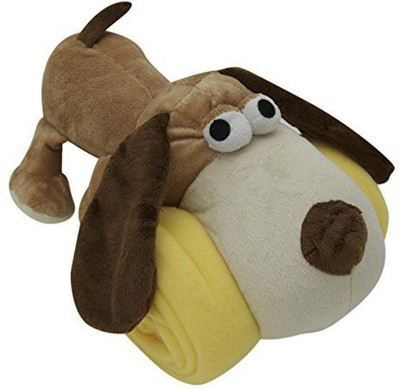 

Sterling Pear Plush Puppy With Detachable Yellow Fleece Blanket Puppy(Brown)