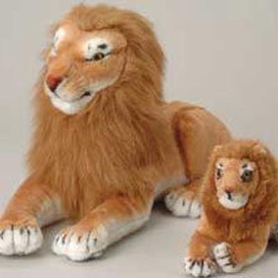 

US Toys One Realistic Jumbo Male Lion In Laying Position Plush - 17 inch(Brown)