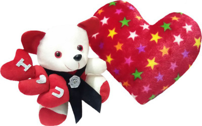 

Aparshi 24 cm ILU Teddybear and 40 cm heart combo (Pack of 2) - 24 cm(Multicolor)