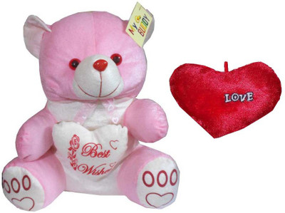 

MYBUDDY combo of heart n sweet teddy bear - 50 cm(Pink)