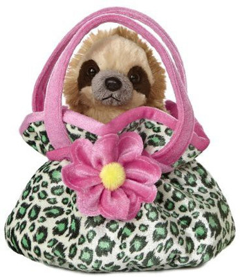 Aurora World Fancy Pals Plush Pet Carriersloth(Brown)
