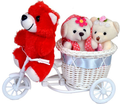 

Pingaksh Crafty Collection Lovely Love Teddy Couple on Cycle Driven by Pretty Red Teddy - 12.5 cm(White)