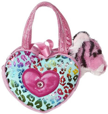 

Aurora World Shimmery Fancy Pals Pink Plush Pet Carrier With Heart(Pink)