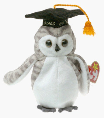 

TY Beanie Babies Wiser The Owl 1999 Graduation (Retired) - 9 inch(White)