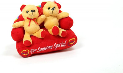 DealBindaas Valentine Stuff Toy Teddy Bear Couple on Sofa - 15 Cms(Multicolor)