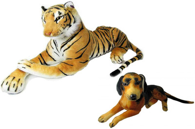 Alexus Brown Tiger And Sitting Dog - 32 cm(Multicolor)