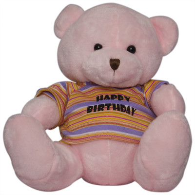 

Twisha Bear With T Shirt Happy Birthday Pink Small - 12 cm(Multicolor)