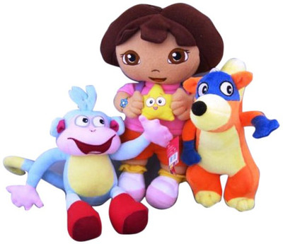 33% OFF on Kuhu Creations Dora Girl, Monkey & Fox Plush Doll - 30 cm(Multicolor)