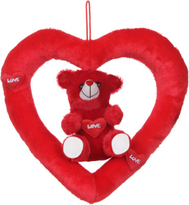 

Deals India Valentine Gift Heart With 2 Cute Teddy Combo Cushions - 12 inch(Red)