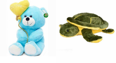 

Deals India Deals India I Love You Balloon Heart Teddy Blue30 cm and Green Turtle (30 cm) combo - 20 cm(Multicolor)
