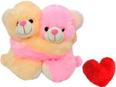 

Saugat Traders Teddy Couple with Heart - 8 Inch(Pink, Yellow)