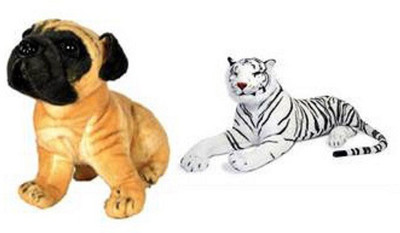 

Yakeen Pg Dog & White Tiger Soft Toys Combo Pack of 2 - 32 cm(Brown)