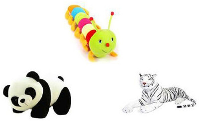 

Yakeen Colourful Caterpillar, Cute Panda & White Tiger Soft Toys Combo Pack of 3 - 55 cm(Multicolour)