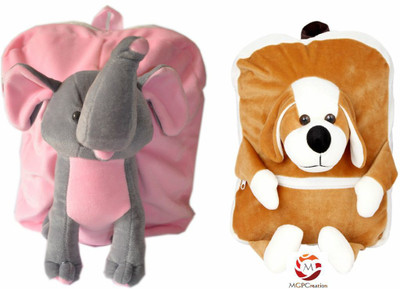 

MGP Creation Premium Play School Elephant & Puppy Dog Kids School Bag - 14 inch(Multicolor)