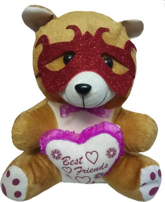 

Aparshi Teddybear with designer red mask stuffed soft toy - 45 cm(Pink)