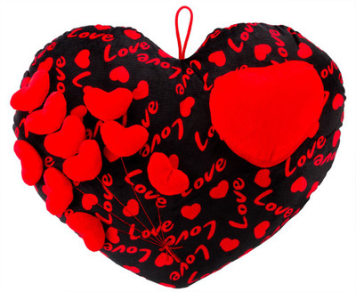 

ToynJoy Fancy Black & Red Heart Cushion for Valentine’s with Multihearts attached - 20 inch(Black, Red)