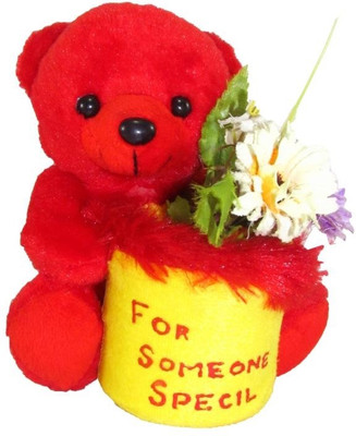 

Tickles For Someone Special Teddy with Flower - 17 cm(Red)