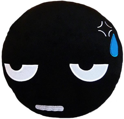

Grab A Deal Soft Smiley Emoticon Black Round Cushion Pillow Stuffed Plush Toy Doll (Angry Baby) - 12 inch(Black)