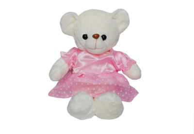 

Trimurti Imported Fur Beautiful Teddy Doll in Frock - 50 cm(White)