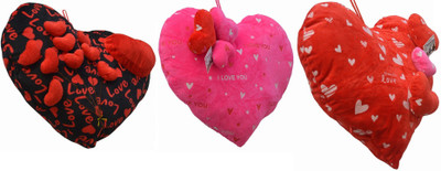 

MGPLifestyle - Premium Valentine Combo of Jumbo Hearts Cuishions - Pack of 3 - 18 cm(Multicolor)