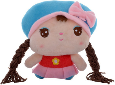 

Twisha Baby Girl With Hair Blue Cap Hanging - 6 inch(Brown)