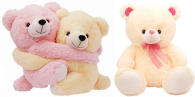 

Tabby Couple Teddy Bear with Soft Teddy Bear Combo - 45 cm(Beige, Beige)