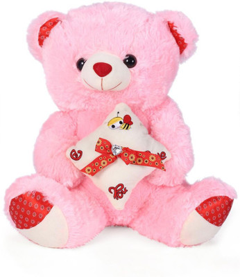 

Tickles Sitting Cute Teddy With ILU Cushion - 50 cm(Pink)