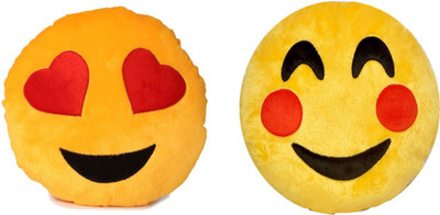 

Dream Deals Heart eyes & Lovely cheeks Smiley cushion-(Set of 2) - 30 cm(Yellow)
