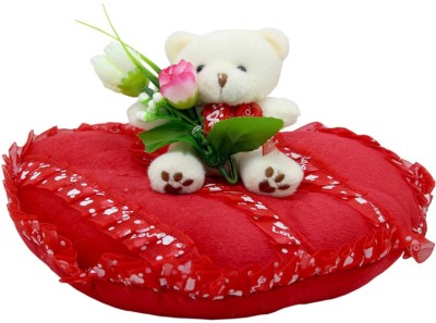 

Tickles Couple Teddy Sitting On Beatiful Heart Valentine - 23 cm(Multicolor)