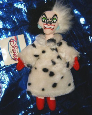 

101 Dalmatians Disney'S 101 Dalmations Cruella 8" Beanie Plush - 18.1 inch(White)