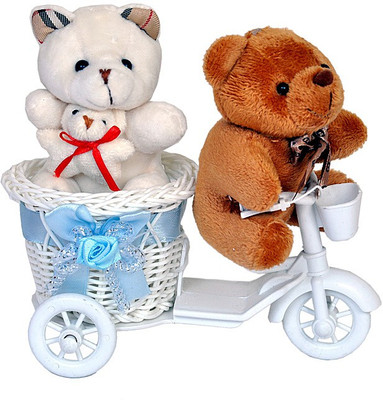 

Pingaksh Crafty Collection Lovely Cream Happy Teddy Family on Ride - 12.5 cm(White)