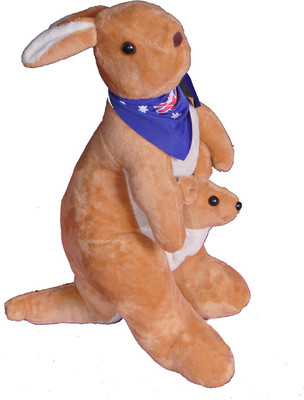 

VRV Soft Kangaroo with Baby in Pouch Creamish Brown Toy - 20 cm(Brown)