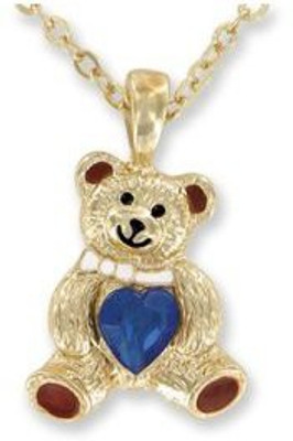 

DMM Teddy Bear Birthstone Necklace September Faux Blue Sapphire(Brown)