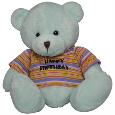 

Twisha Bear With T Shirt Happy Birthday Blue Medium - 18 cm(Multicolor)