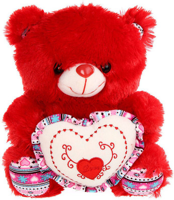 

Tickles Lovely Teddy Sitting With Heart - 27 cm(Red)