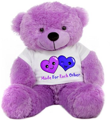 

Grab A Deal Big Teddy Bear wearing a Made For Each Other T-shirt - 24 inch(Purple)