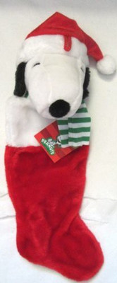 

Snoopy Stocking Peanuts Snoopy 20" Plush Christmas Stocking With Snoopy(Red)
