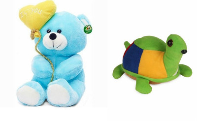 

Deals India Deals India I Love You Balloon Heart Teddy Blue 30 cm and Tortoise(17 cm) combo - 20 cm(Multicolor)