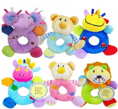 

Kuhu Creations Carters Animal Shaped Catoon Hand Bell Ring Rattles Toy For Babies. - 10 cm(Multicolour)