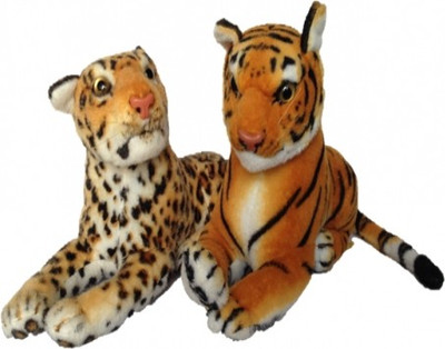 Chinmayi Cute Cheetah Tiger Combo ,Crafted With Perfection Using The Finest Materials - 32 cm(Gold)