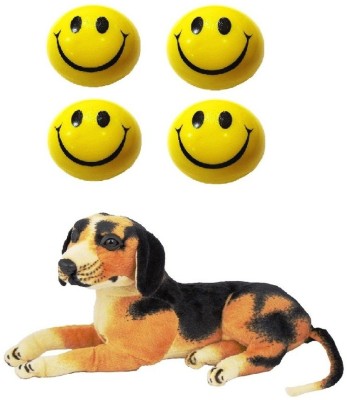VRV Soft Smiley Face Balls and Dog Stuffed Animal 32cm  - 18 cm(Yellow, Multicolour)