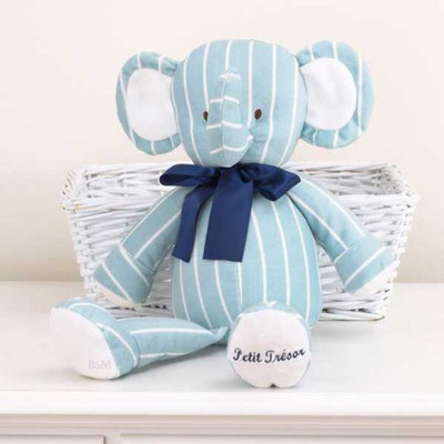 

Petit Tresor Happy Animals Plush Elephant - 8 inch(Blue)