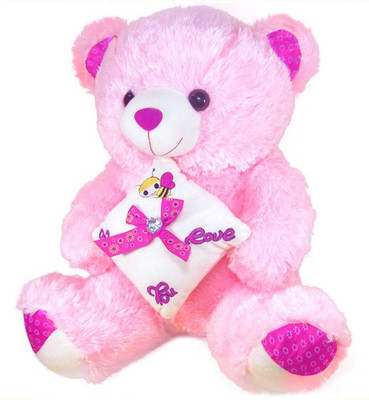 

Tickles Sitting Cute Teddy With ILU Pillow - 50 cm(Pink)