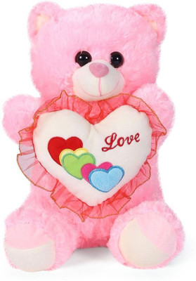 

Tickles Standing Teddy With Heart - 38 cm(Pink)