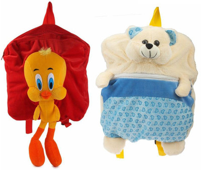 

MGP Creation Exclusive Orange Tweety & Purplle Dolphin Fish Kids School Bag - 14 inch(Multicolor)