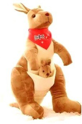 

ToynJoy Cute Soft Brown Kangaroo with Baby Stuffed Toy - 30 cm(Brown)