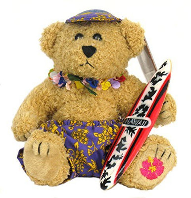 

Bearfoot Plush Hawaiian Surfer Boy Teddy Bear Collectible - 10 inch(Brown)