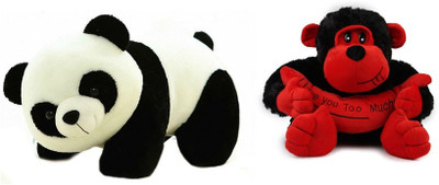 

Deals India Panda Soft Toy (26 cm) and Banana monkey (30 cm) combo - 30 cm(Multicolor)