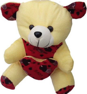 Aparshi Teddy with printed Heart - 35 cm(Orange)
